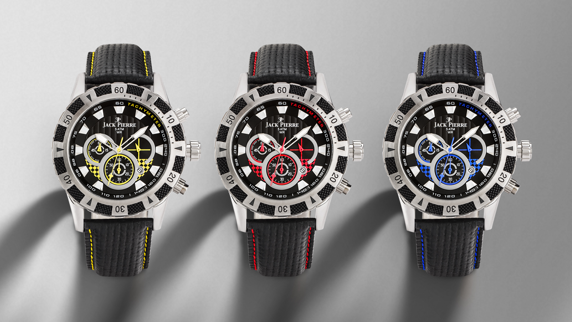 three, yellow, metal, Watch, red, blue, leather