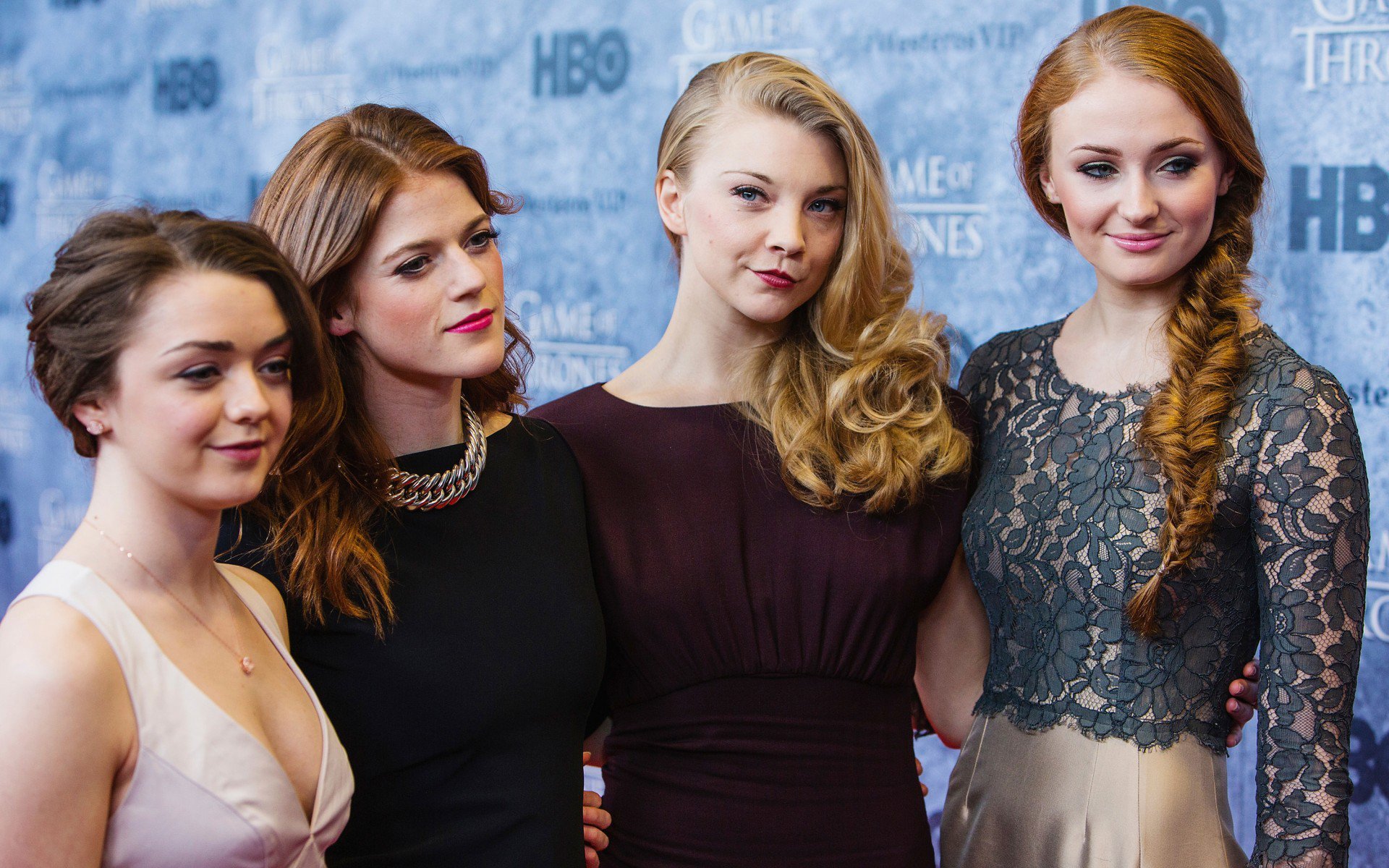 Maisie Williams, Natalie Dormer, Rose Leslie, Sophie Turner, актрисы, Игра Престолов
