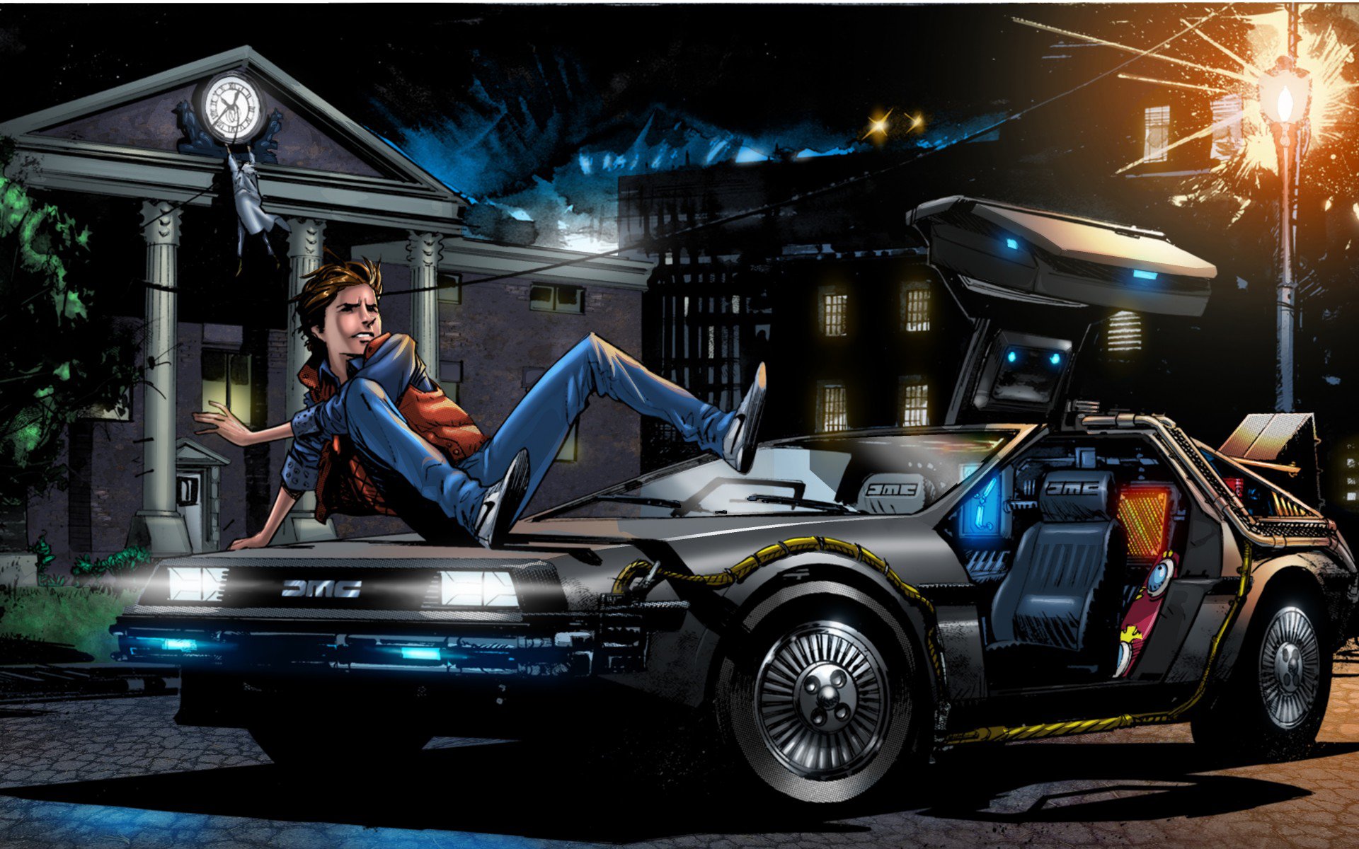 автомобиль, art, назад в будущее, Marty McFly, Back to the Future, DeLorean DMC-12