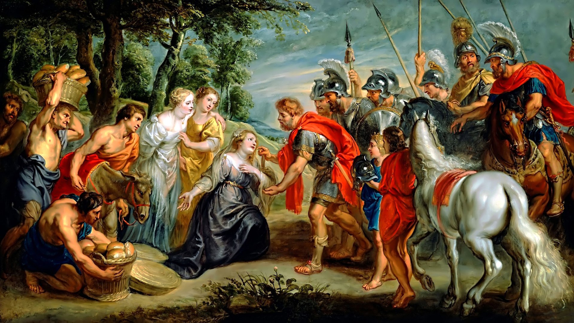 David Meeting Abigail, Rubens, картина