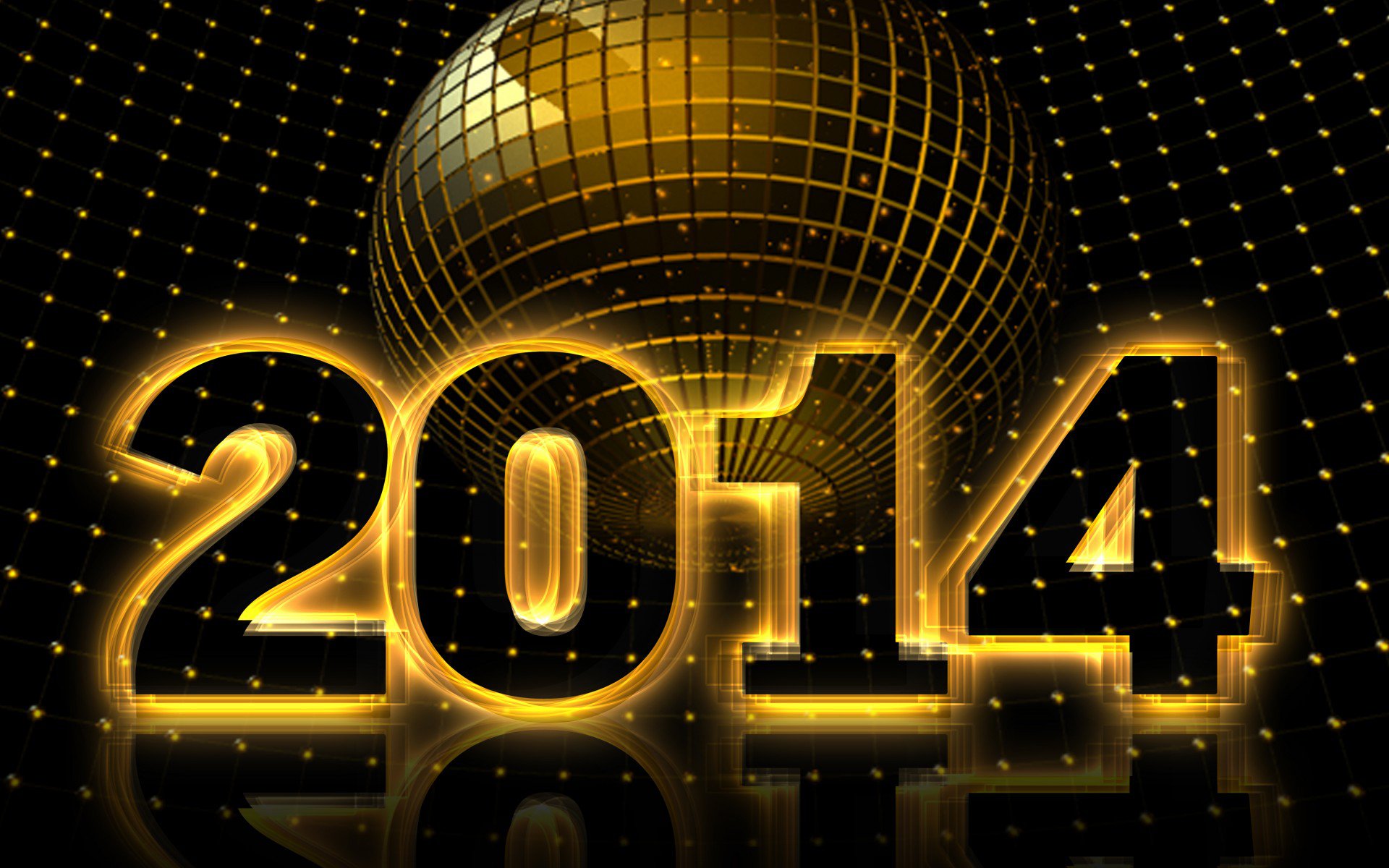 2014, шар, цифры, new year, отражение