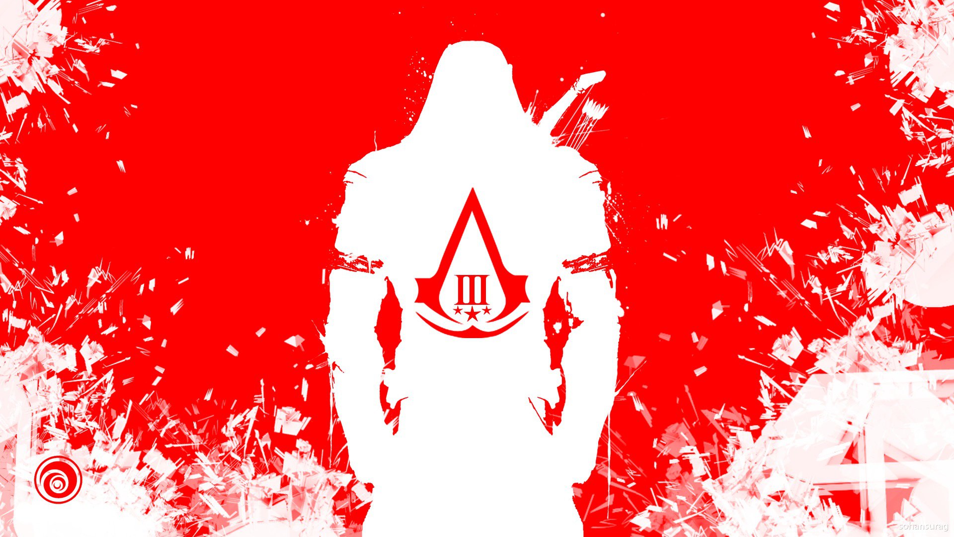герб, белый, коннор, осколки, ubisoft, красный, assassins creed 3, убийца