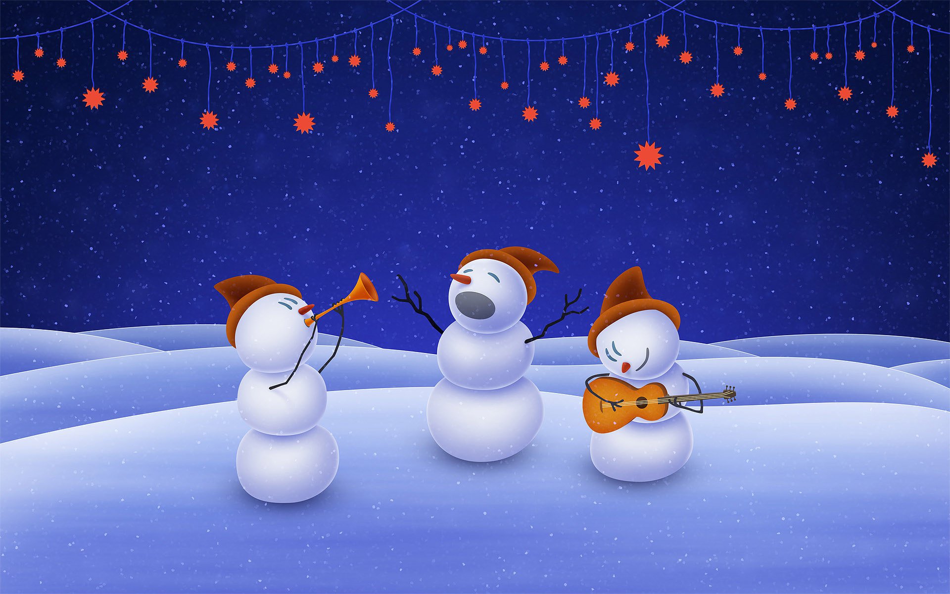 stars, snowman, music, christmas