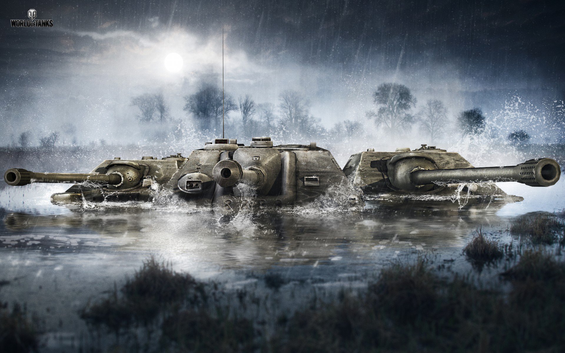 world of tank, пт сау, деревья, облака
