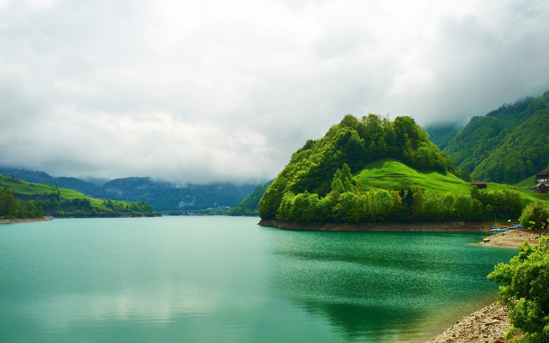 река, clouds, пейзаж, switzerland