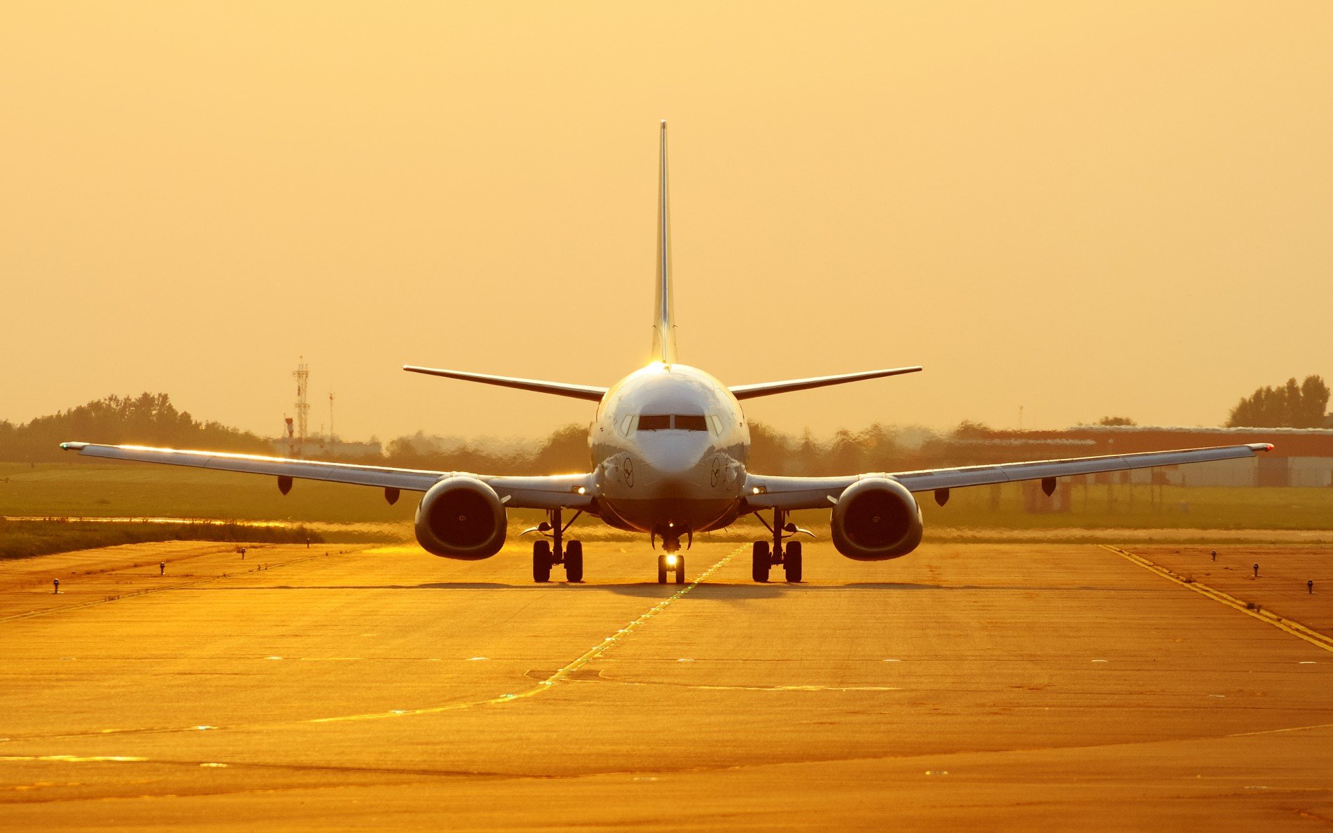 на закате, взлетка, боинг, 737