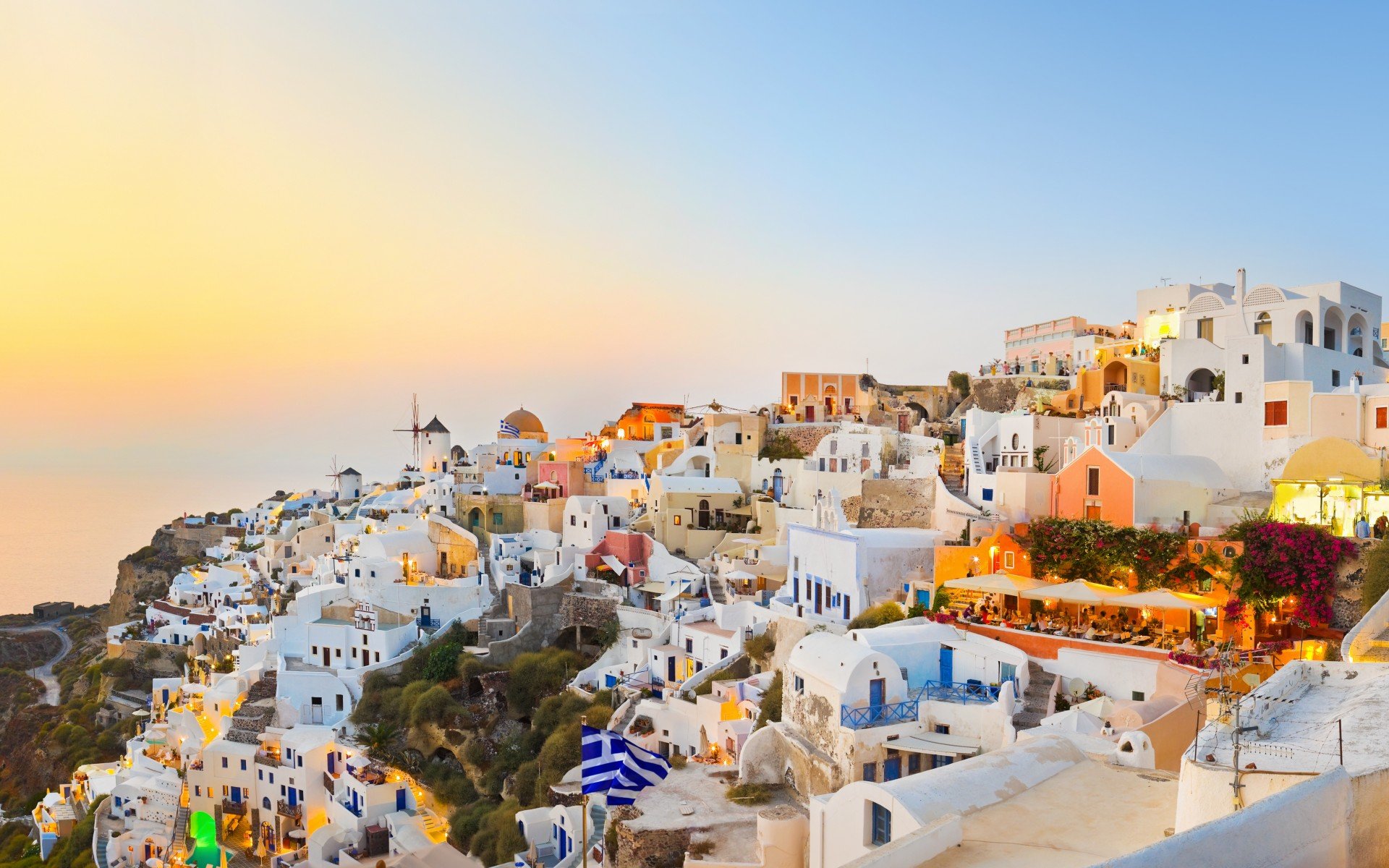 море, santorini, природа, дома