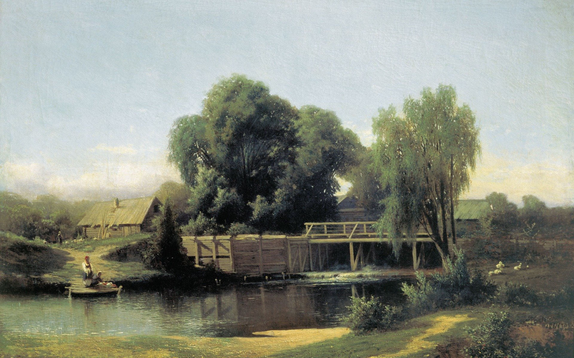 картина, каменев, у плотины