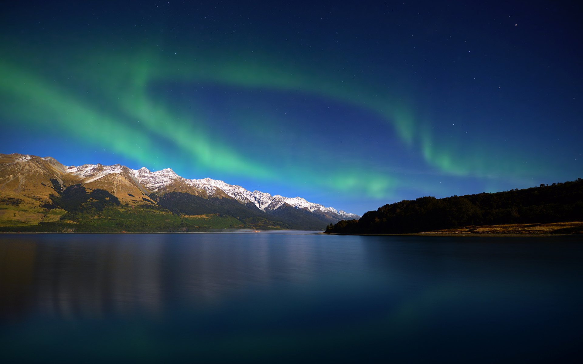 lake wakatipu, новая зеландия, озеро, вечер