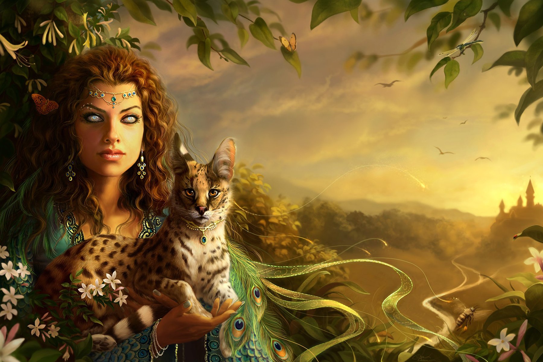 кот, девушка, глазастая