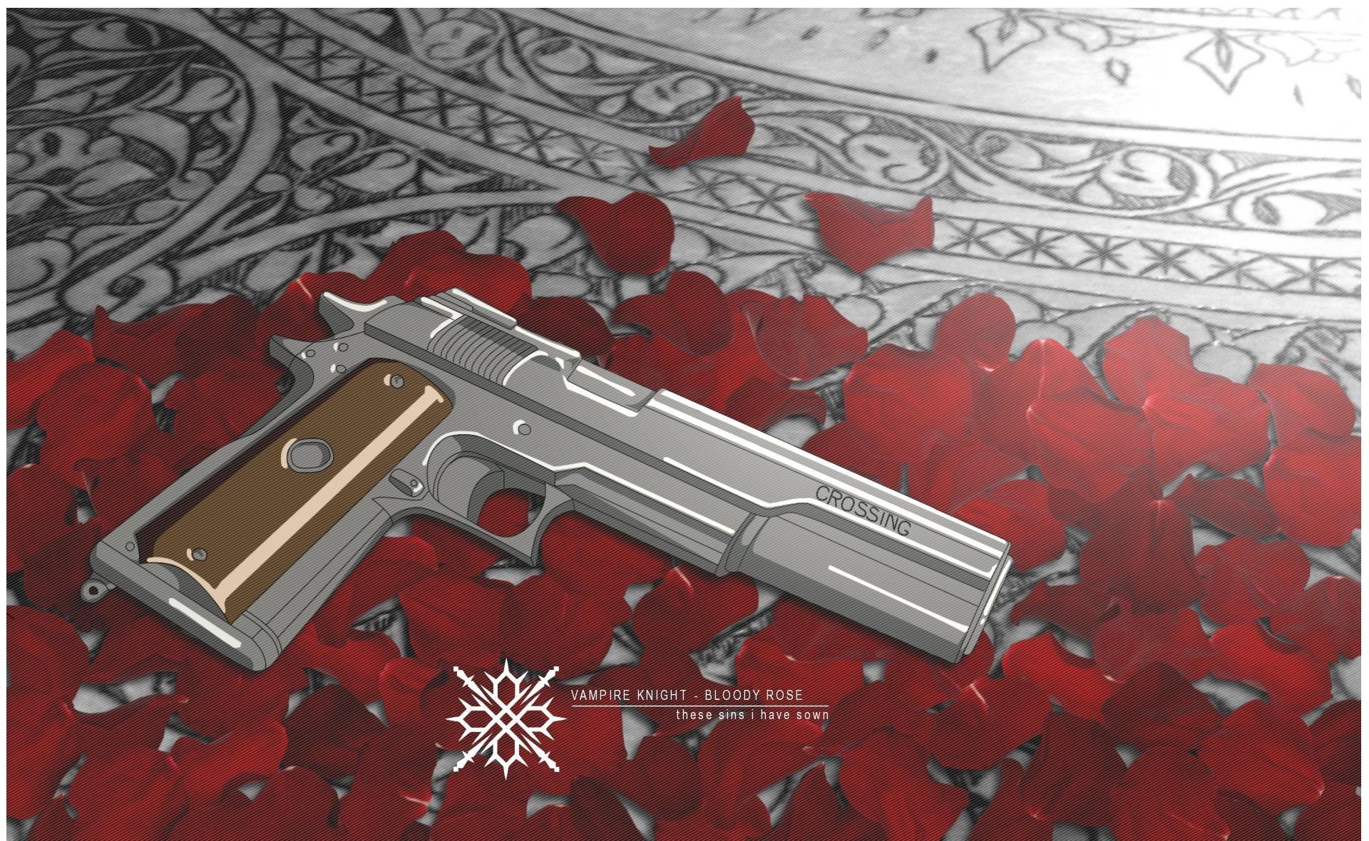 лепестки, оружие, пистолет, vampire knight