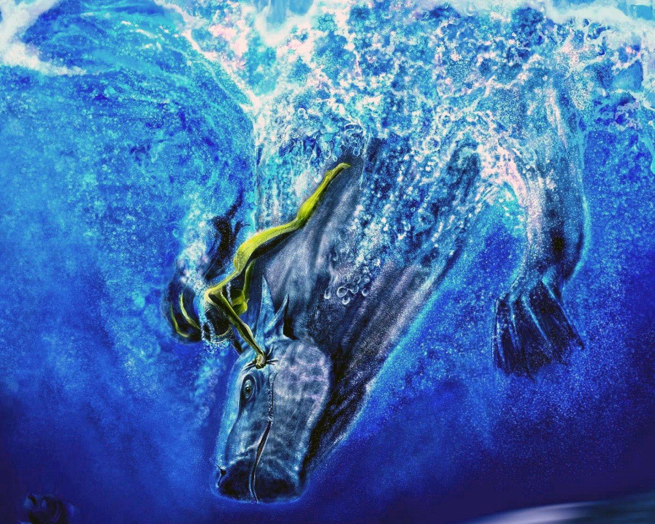 вода, ныряльщик, монстр