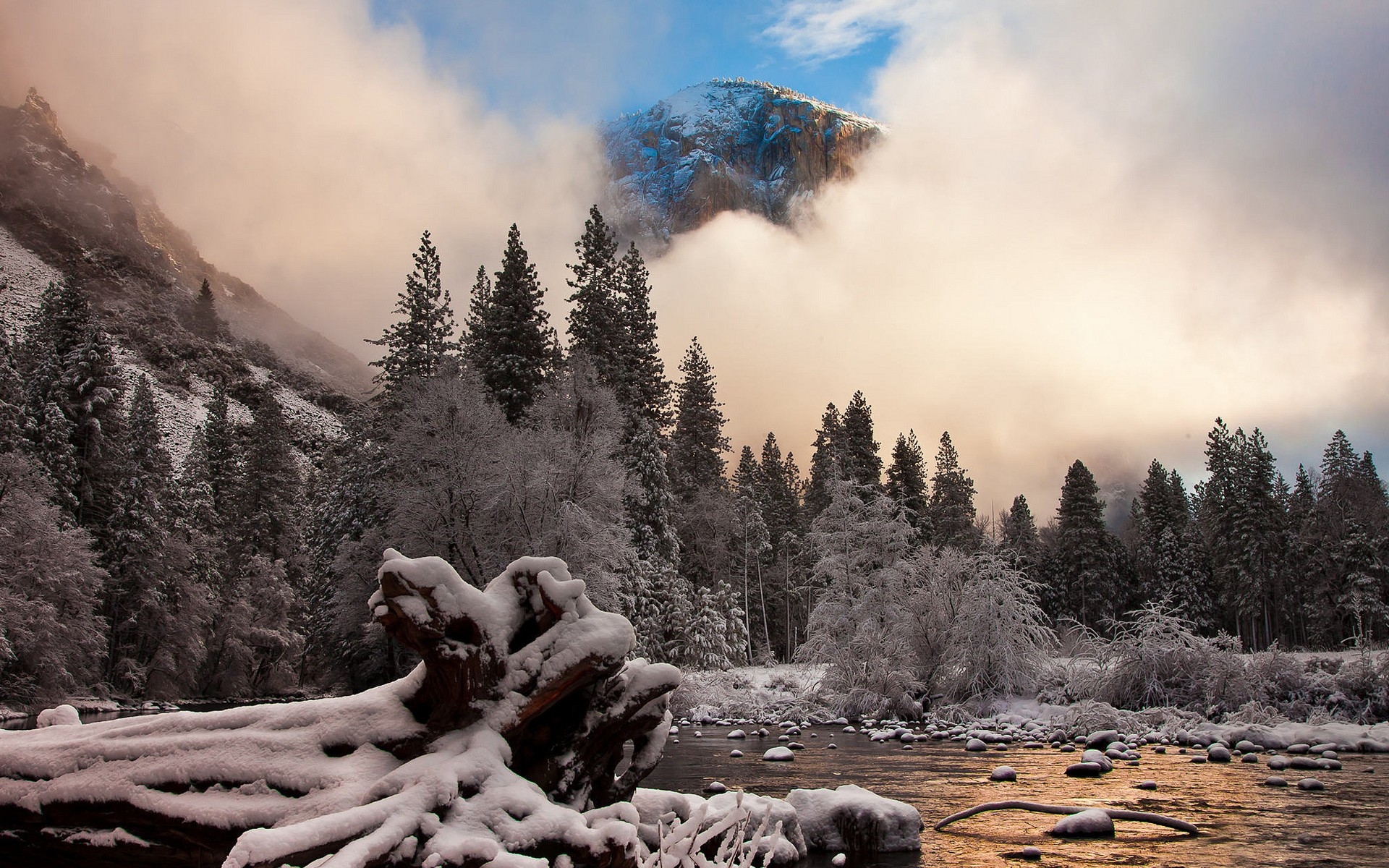 природа, yosemite national park, горы, иней